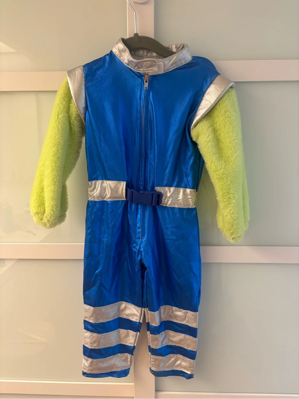 Pottery Barn Kids Lime Green Alien Costume with Blue Jumpsuit - Picture 2 of 4
